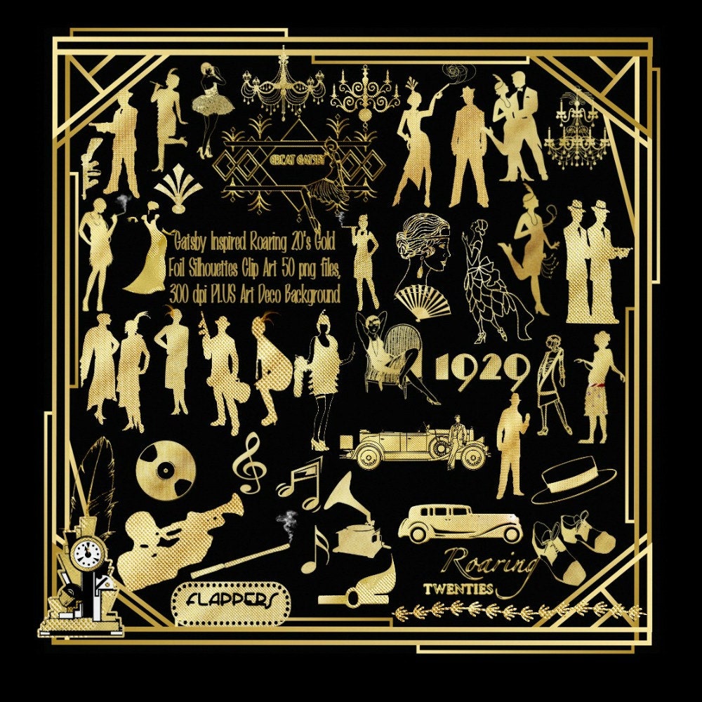 Gatsby Inspired Roaring 20's Art Deco Gold by TbLSimplyDigital