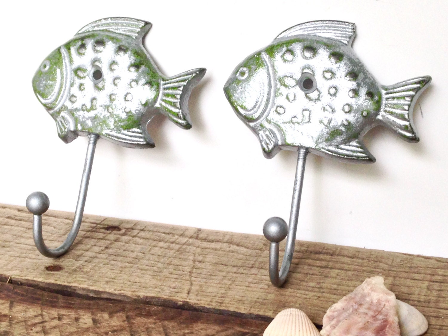Silver Fish Wall Hooks Nautical Decor by ShineBoxPrimitives