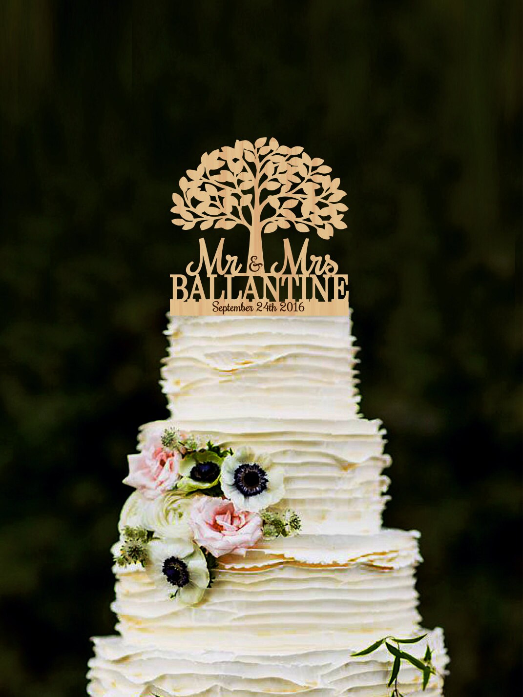 Mr Mrs Wedding Cake Topper with Tree Personalized Wood Cake Mr Mrs Wedding Cake Topper with Tree Personalized Wood Cake