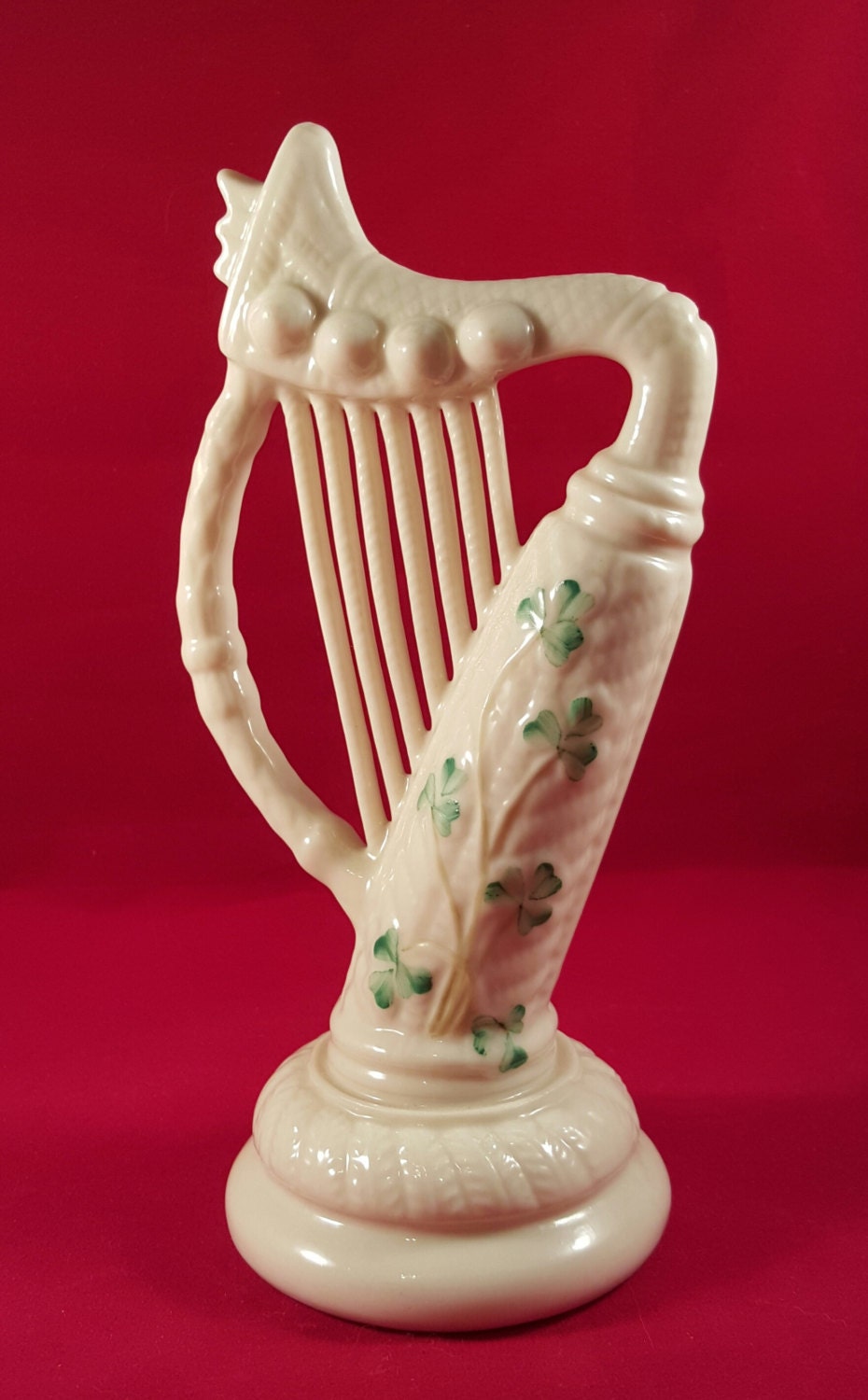 Belleek Shamrock Irish Harp Figurine