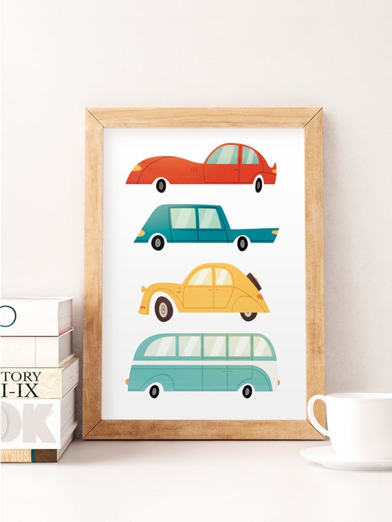 Cars wall art Kids cars print Children wall decor Wacky