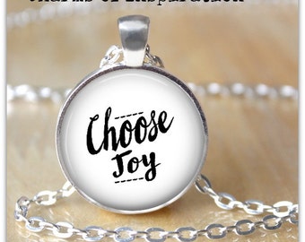 Choose Joy Necklace Choose Joy Keychain Keyfob Joy Necklace Joy Inspirational Jewelry Joy Mantra Necklace Joy Mantra Keychain keyfob