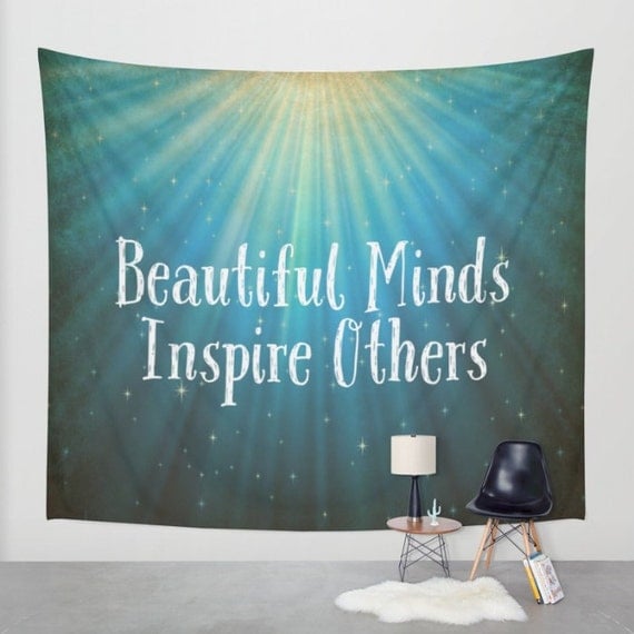 Teal Inspirational Quote Tapestry Beautiful by CharmsofInspiration