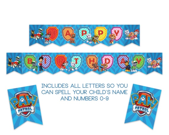 Paw Patrol Banner Paw Patrol Party Paw Patrol by SarahFinnDesign