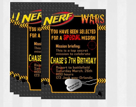 Nerf war invitation nerf wars nerf war birthday by 5MonkeysClipart