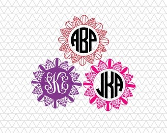 Flower Monogram, Flower Monogram SVG, Mandala Monogram SVG, Monogram Frame SVG, Flower Monogram, mandala svg, svg, dxf, digital cut file
