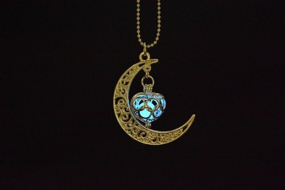 Glow in the Dark Moon Necklace Wicca by JewelerTreasureChest
