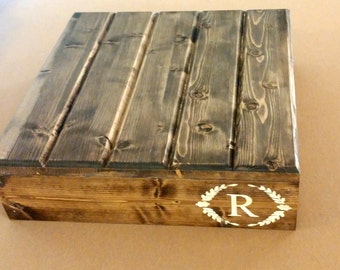 Wedding initial Cake Stand, Reclaimed wood cake stand, Customizable/Personalized cake stand, Rustic Cake Stand, Country Wedding decor