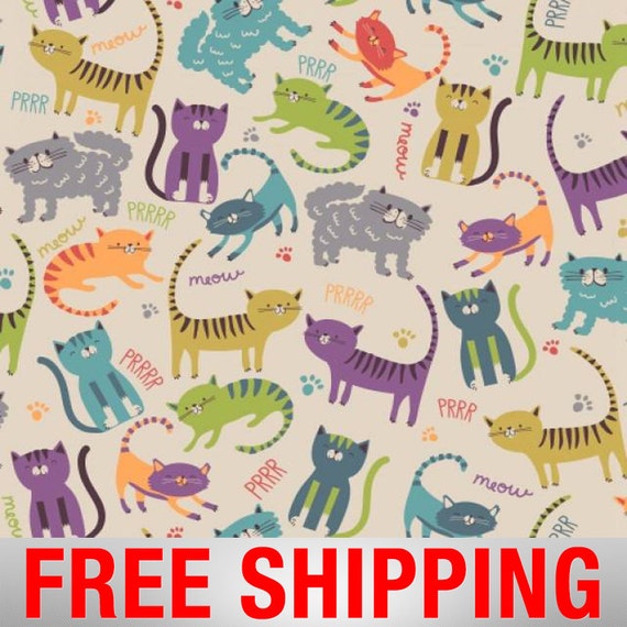Fleece Fabric Cat Kitten 60 Wide Free Shipping Style AA