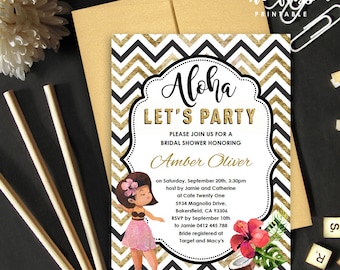 Hawaiian Girl Bridal Shower Invitation | 5x7 | Editable PDF | Instant Download | Personalize at home with Adobe Reader