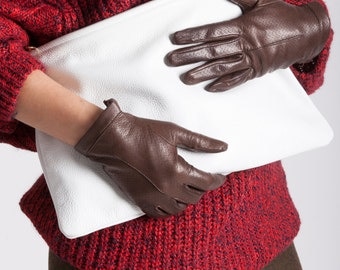 Italian Handmade Women's Leather Gloves Dress Gloves Winter Gloves Italian Leather Gloves Fashionable Gloves