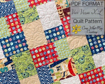 Fat Quarter Quilt Pattern, Vice Versa Baby Quilt Pattern, Lap Quilt Pattern, Beginner Quilt Pattern, Easy Quilt Pattern, PDF Quilt Pattern