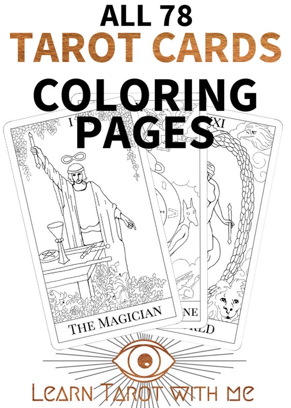 Tarot Deck Adult Coloring Pages All 78 Tarot by LearnTarotWithMe