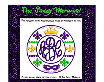 Mardi Gras Monogram SVG- Mardi Gras SVG file- Fleur De Lis Svg Cut file- Htv Vinyl Mardi Gras Shirt SVG- Cricut Mardi Gras- Silhouette Iron