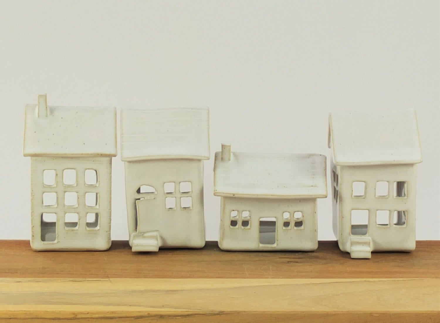 Handmade ceramic house tealight holder white tea light