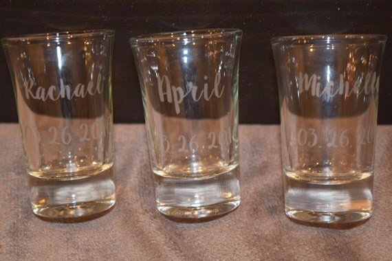 Etched Shot Glass // Personalized Shot Glasses // by APolkaDotShop