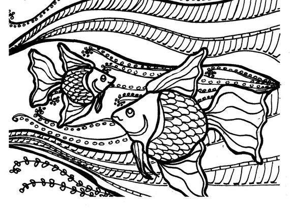 Goldfish coloring page adult coloring pen and by colorwagonstudios