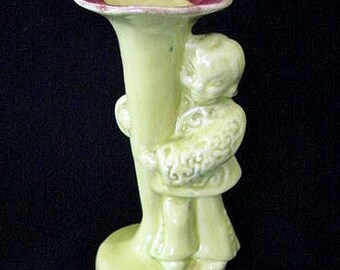 Vintage Chartreuse Asian Figural Bud Vase No. 982