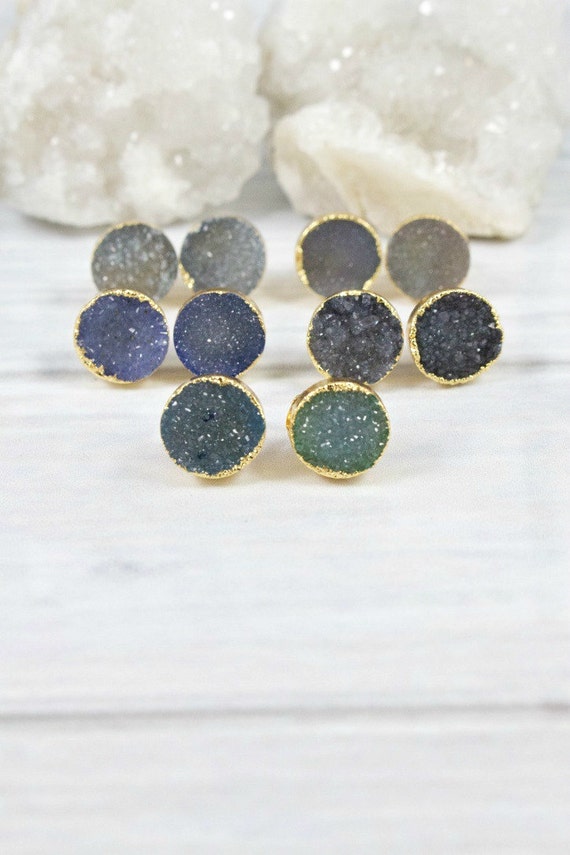 druzy post earrings