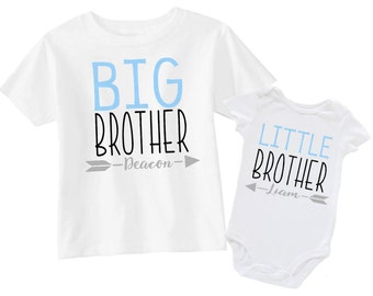 Big Brother Little Brother Matching Shirt and Onesie Brown