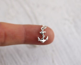 Anchor Necklace - Sterling Silver Tiny Anchor Necklace - Sailing Necklace - Nautical Necklace - Refuse to Sink