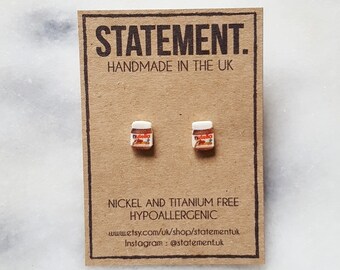 Nutella Spreadable Chocolate Jar Stud Earrings - 1 pair