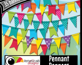 Bunting Clipart, Pennant Banners Clip Art, Bunting Clip Art, Pennant Banners, Printables
