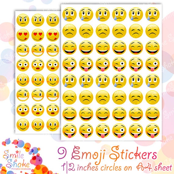Funny Emoji Sticker Sheet Smiley Faces Stickers Printable Smiley ...