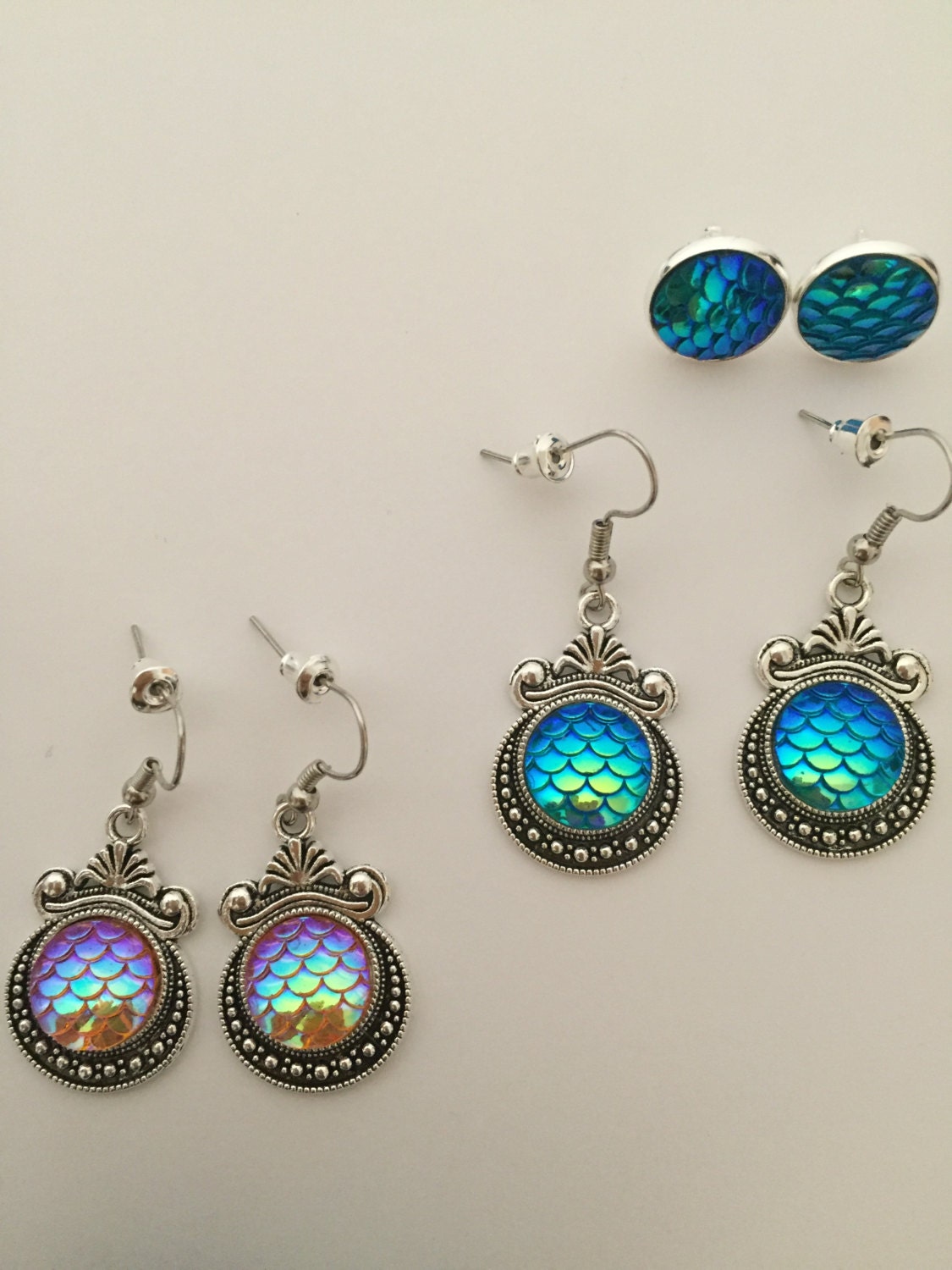 Mermaid earrings dangle and stud mermaid jewelry for mermaid