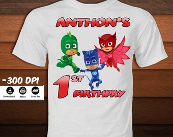 Personalized Pj Masks Iron on Transfer T-Shirt-Printable Pj Masks Birthday Shirt-Pj Masks Birthday party decoration-INSTANT DIGITAL DOWNLOAD