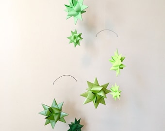 Hanging Nursery Origami Star Mobile 'Vela' Rainbow