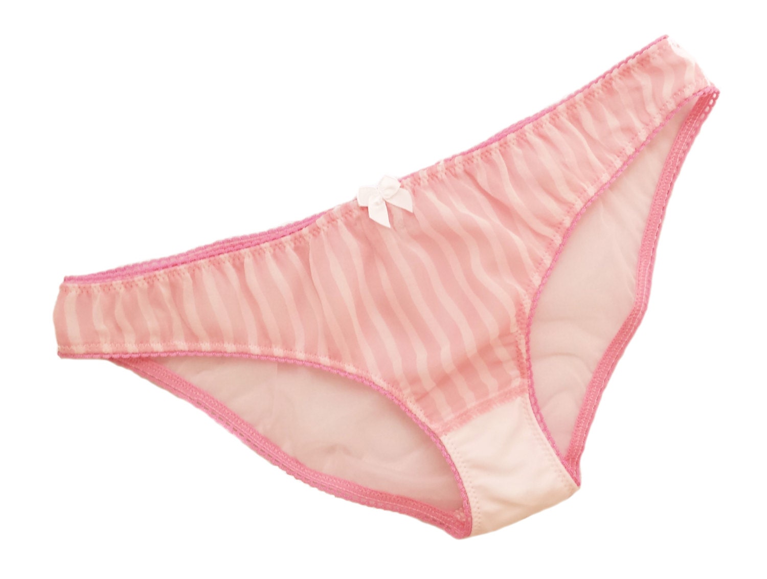 Lily Panties In Striped Pink And White Silk Chiffon Sheer