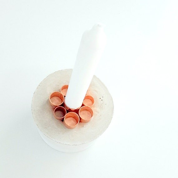 Items similar to Concrete copper candle holder concrete decor