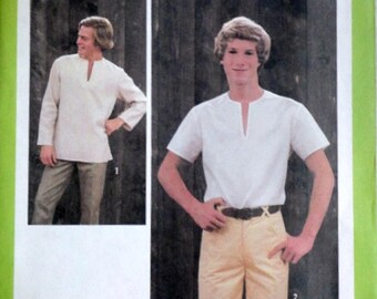 Men's Pullover Top, Vintage 70's Simplicity 8873 Jiffy Sewing Pattern, Size 38 Chest 38, Uncut FF, Retro