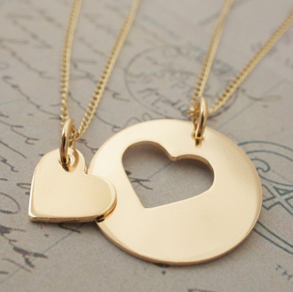 Gold Filled Mother Daughter Jewelry Custom Heart Necklace