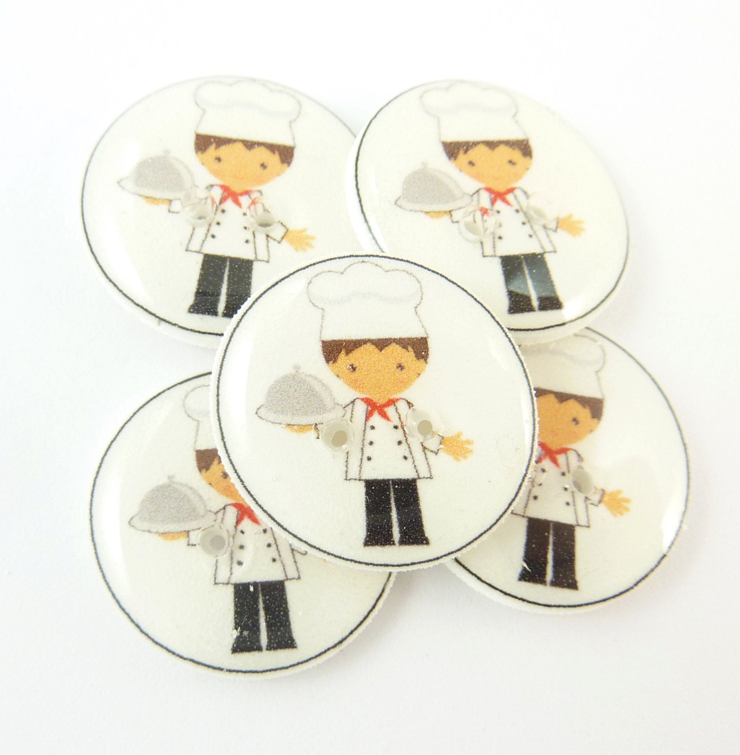 5 Chef Buttons. 3/4 or 20 mm Sewing Buttons. by buttonsbyrobin