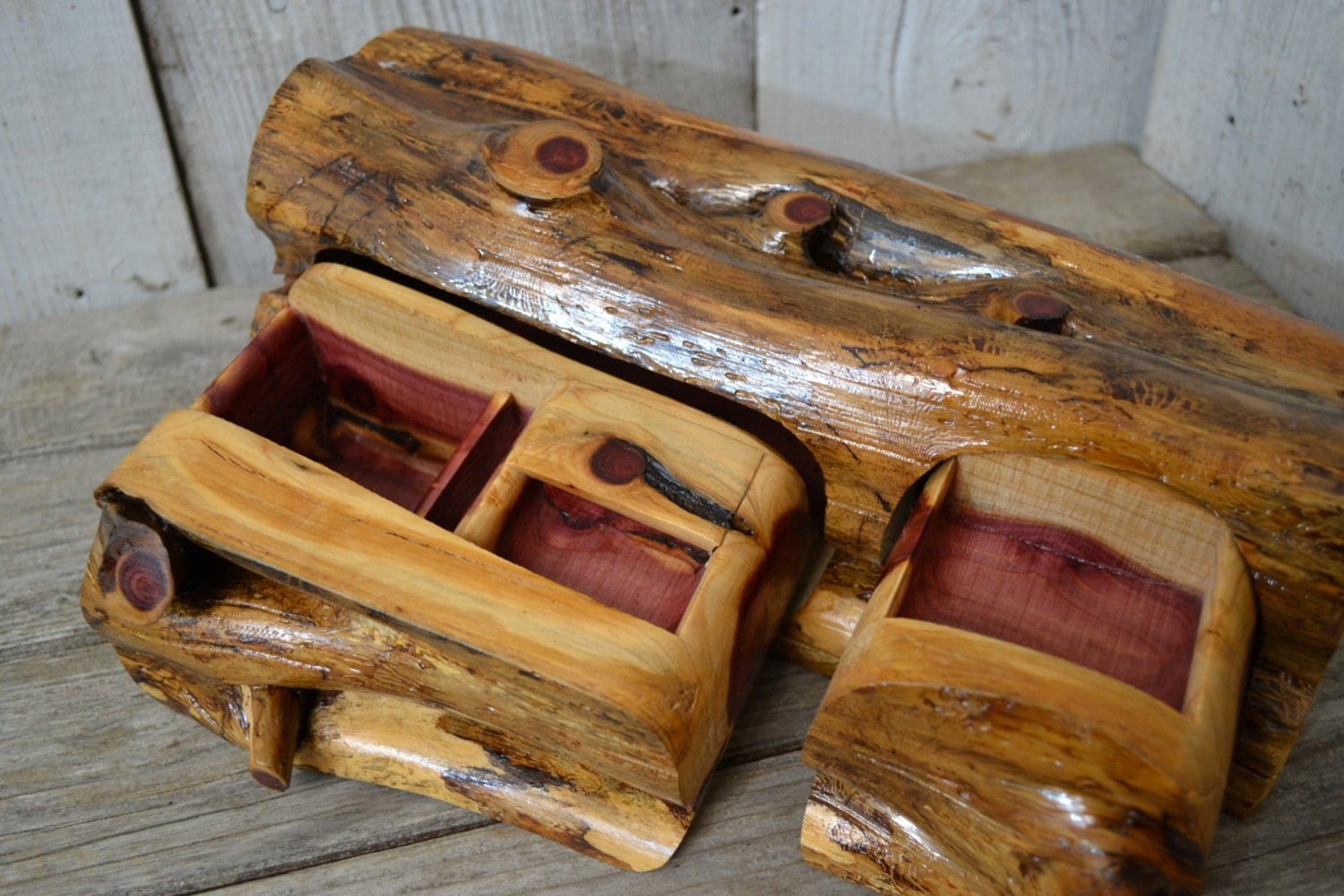 Large Aromatic Cedar Jewelry Box Band Saw Box Hidden Drawer
