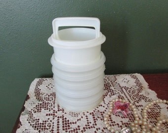 Tupperware Hamburger Press and 6 Freezer Containers