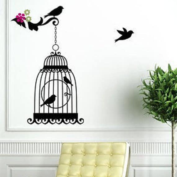 Elegant Bird Cage Vinyl Wall Decal Sticker by DecorDesignsDecals