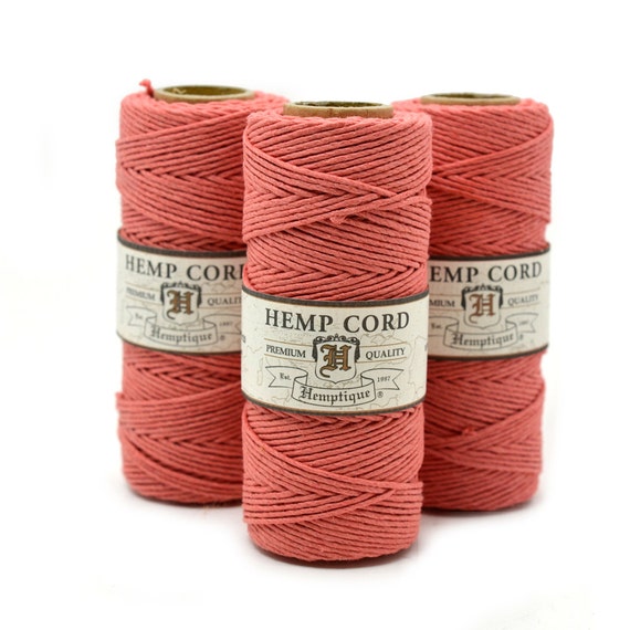 Hemp Twine Coral 1mm Hemp Cord Hemp Jewelry Cord by HempBeadery