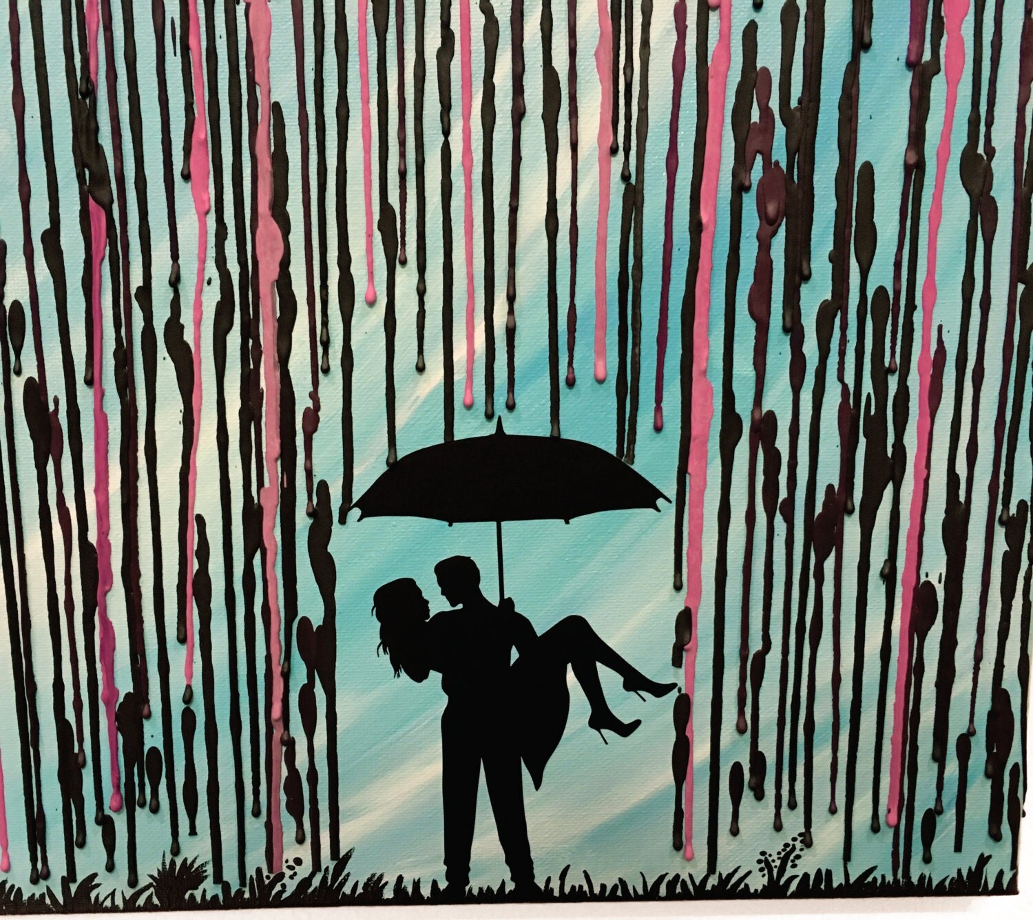Wedding Gift Art Melted Crayon Art In The Rain Art Couple