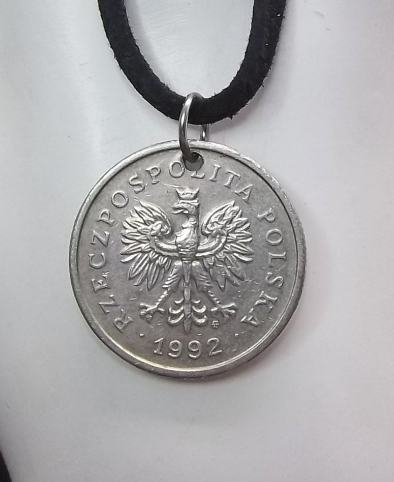 Polish Eagle Necklace 1 Zloty Coin Pendant Leather Cord