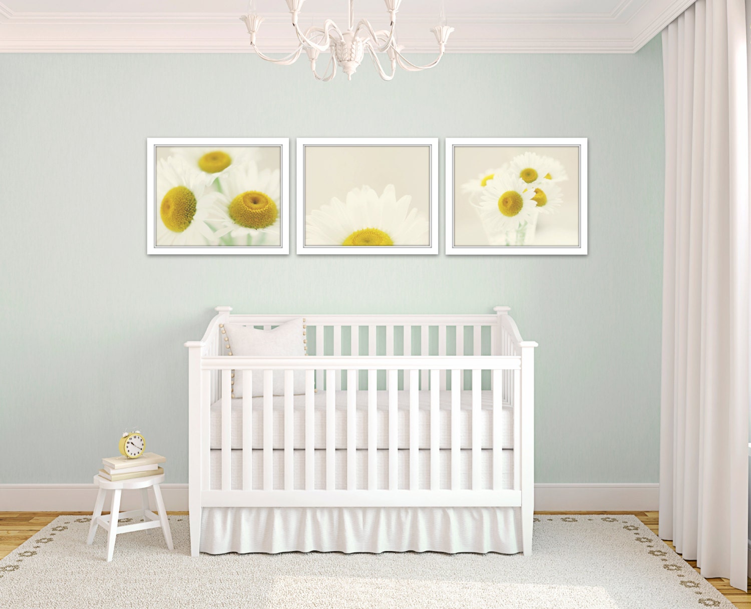 daisy art set of 3 prints daisy nursery art daisy by TheGinghamOwl