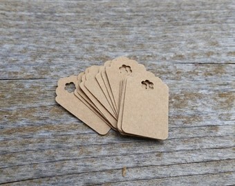 10, 50, 250, 500 Small Kraft Gift Tags - 1 inch retail tags - handmade with flower hole