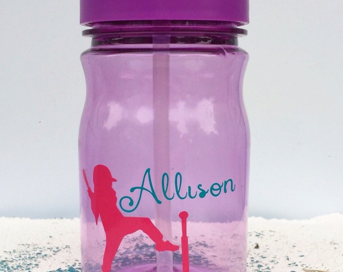 Girls Personalized TBall Sports Bottle, Kids Custom Water Bottle, 13 oz plastic flip top cup, Childs Custom Cup, Sippy Cup, Party Favors