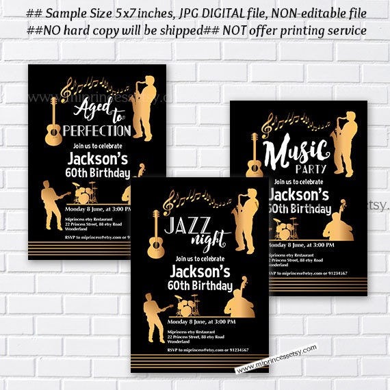 Jazz birthday invitation Music Jazz nigh Aged to Perfection