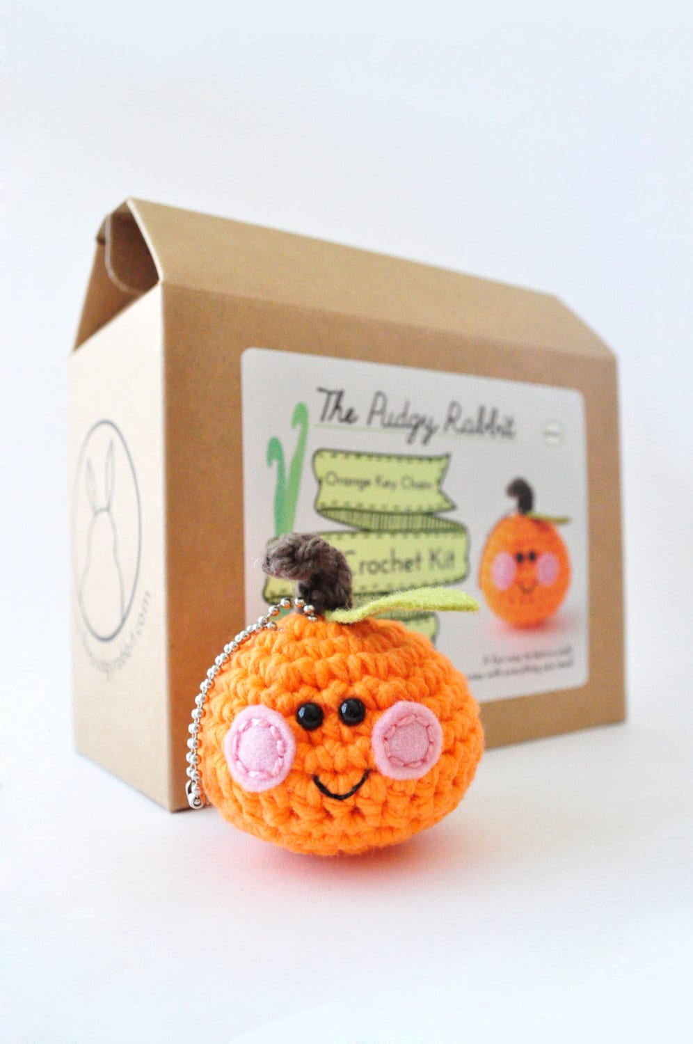 Orange Amigurumi Kit Crochet Kit DIY Key Chain Learn to