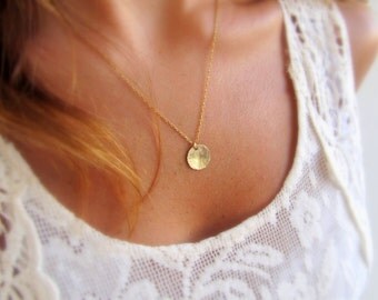 Dainty gold necklace, Gold disc necklace, Gold coin necklace, Gold necklace, Tiny disc necklace, Minimalist jewelry, Trendy necklace