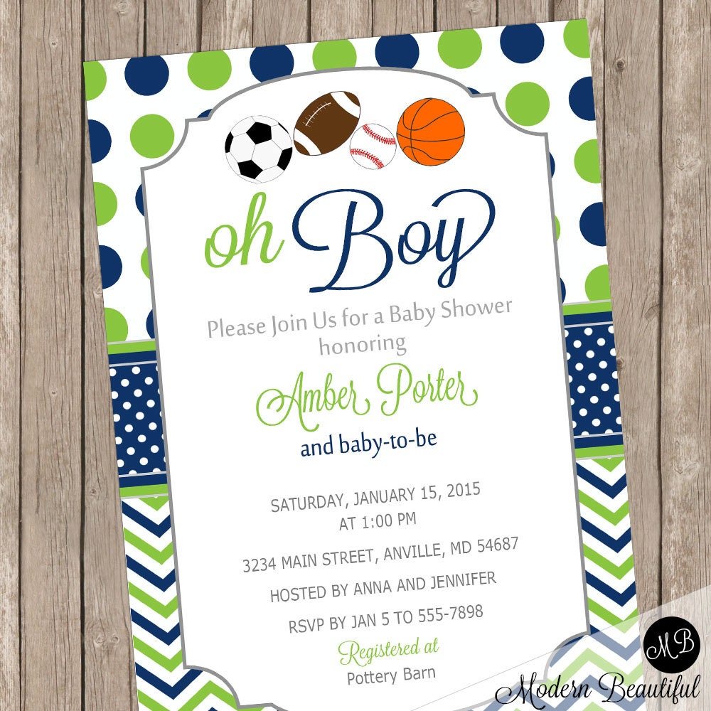 Baby Shower Sports Theme Invitations : Sports Printable Birthday