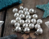 Small Silver Bells: Ornate Handmade .925 Sterling Silver Karen Thai Hill Tribe, 9mm, Holiday Christmas Decor, Jewelry Making Supply, 1 pc.
